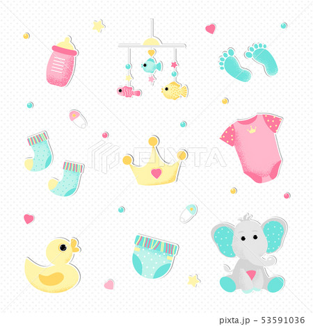 flat style for a girl baby shower 53591036