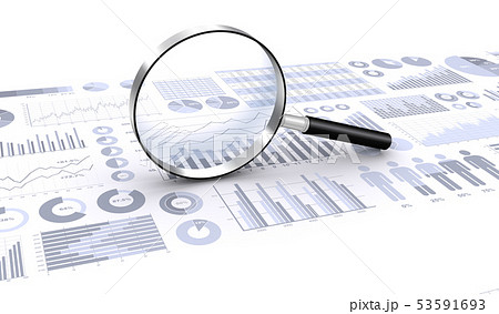 ビジネス資料をルーペで調べるのイラスト素材