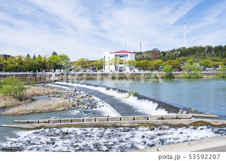 広瀬川　仙台市　郡山堰　水　流れ 53592207