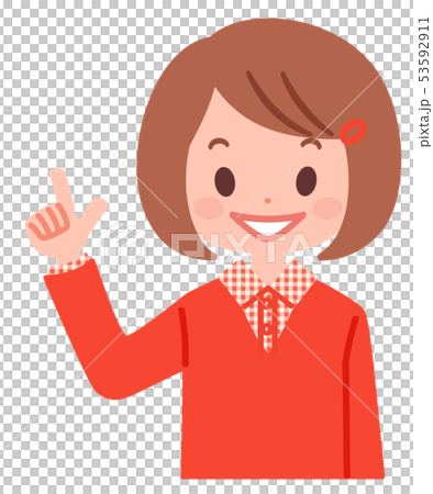指向右手的女孩 53592911