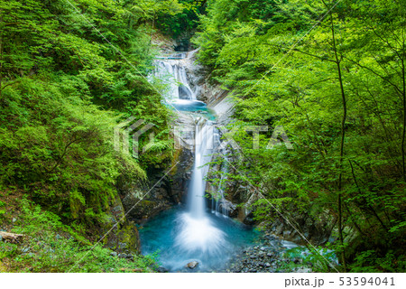 新緑の西沢渓谷　七ツ釜五段の滝 53594041