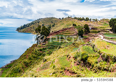 View of Taquille Island in the Lake Titicaca 53594588