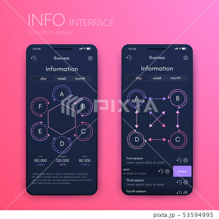 Vector graphics mobile infographics with four and six options. Template for creating mobile 53594995