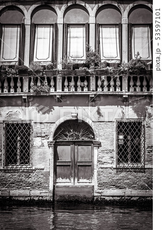 Old facade in black and white, Venice, Italy Old facade in black and white, Venice, Italy 53597101