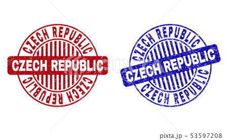 Grunge CZECH REPUBLIC Textured Round Stamp Seals 53597208