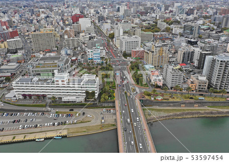 大淀川の橘橋付近の空撮 大淀川の橘橋付近の空撮 53597454