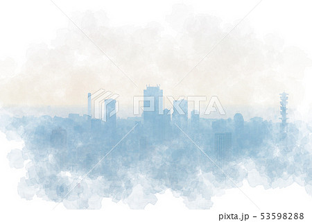 ガスってる東京のイメージ　水彩画風 53598288