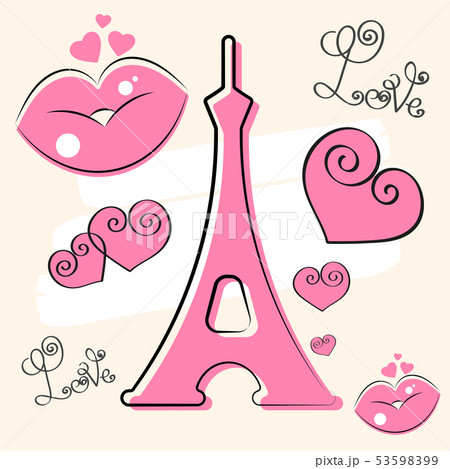 Paris Hand Drawn Vector Lettering And Eiffer 53598399