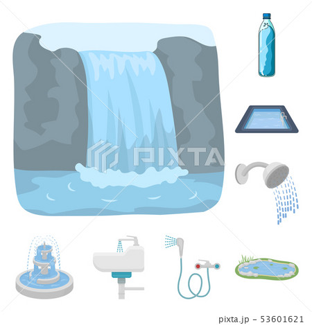 Isolated object of water and drop symbol. Collection of water and splash stock vector illustration. 53601621