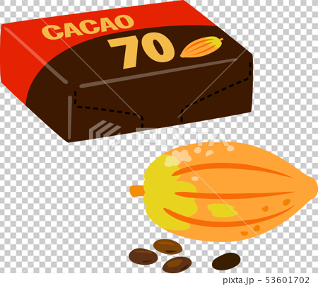 チョコレートのパッケージとカカオ豆のイラスト素材 53601702 Pixta