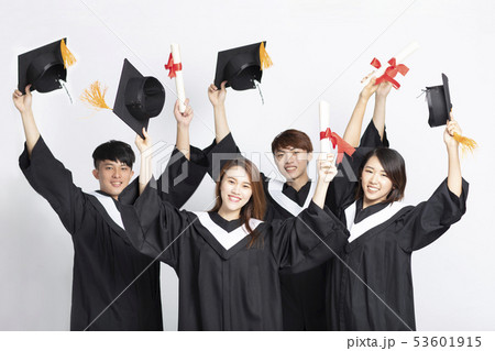Group of graduate students. Isolated on white 53601915