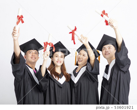 Group of graduate students. Isolated on white 53601921