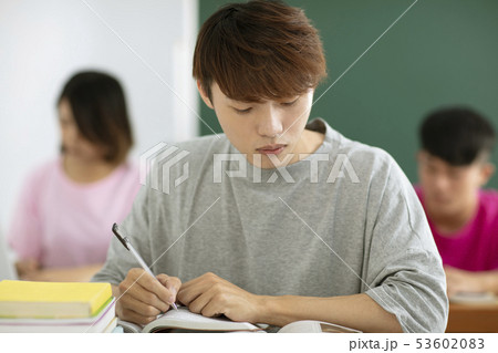 male students studying in classroom male students studying in classroom 53602083