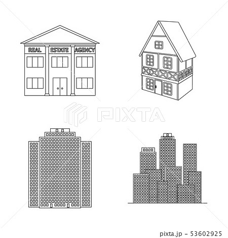 Vector design of building and city sign. Collection of building and business vector icon for stock. Vector design of building and city sign. Collection of building and business vector icon for stock. 53602925