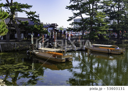 島根県松江市 松江城 ぐるっと松江 堀川めぐり 大手前広場乗船場の写真素材