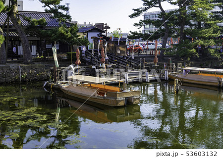 島根県松江市 松江城 ぐるっと松江 堀川めぐり 大手前広場乗船場の写真素材