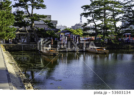 島根県松江市 松江城 ぐるっと松江 堀川めぐり 大手前広場乗船場の写真素材