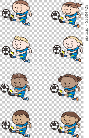 boy kicking ball clipart blue