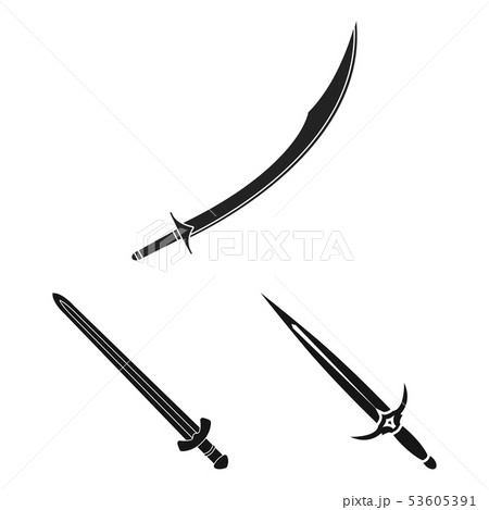 Vector illustration of sword and blade sign. Collection of sword and game stock symbol for web. Vector illustration of sword and blade sign. Collection of sword and game stock symbol for web. 53605391