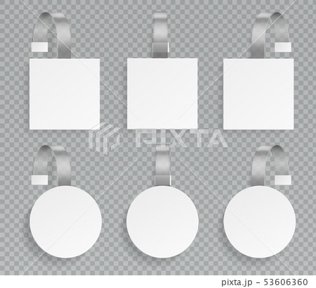 Wobbler template. Wobblers mockup pointing price 3d plastic tags labels advertising price discount 53606360