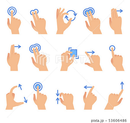 Touch Screen Hand Gestures Touching Screen のイラスト素材