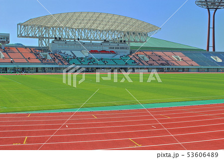 愛媛県総合運動公園 陸上競技場の写真素材