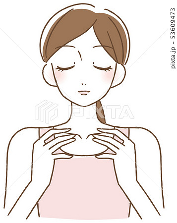 フェイスマッサージをする女性　イラスト 53609473