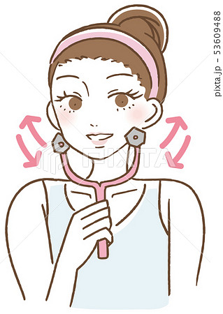 女性 美容 美顔ローラー セルフケア イラスト 女性 美容 美顔ローラー セルフケア イラスト 53609488