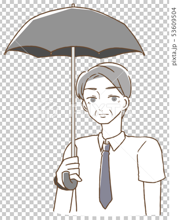 Middle-aged man holding a parasol 53609504
