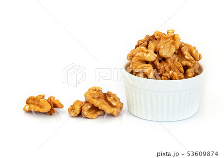 close up the Walnuts , Juglans regia , an close up the Walnuts , Juglans regia , an 53609874