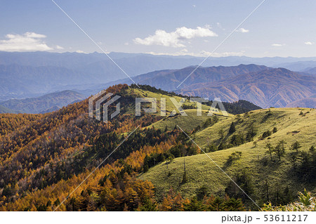 紅葉の富士見台高原 岐阜県中津川市 長野県阿智村の写真素材