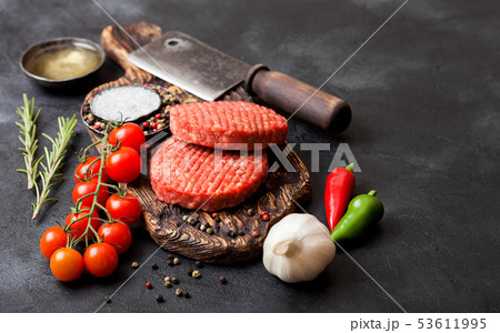 Fresh raw minced homemade farmers grill beef Fresh raw minced homemade farmers grill beef 53611995