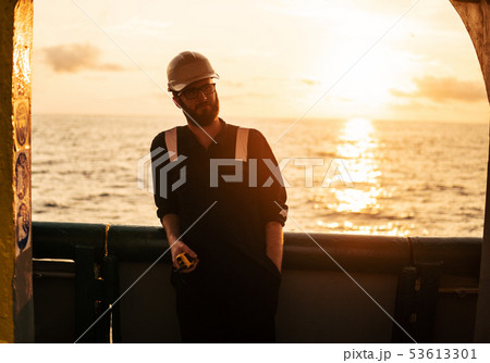 Deck Officer on deck of offshore vessel or ship Deck Officer on deck of offshore vessel or ship 53613301