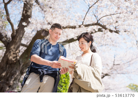 フランス人をガイドする日本人女性 フランス人をガイドする日本人女性 53613770