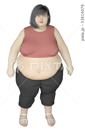 お腹のはみ出ている太った女性のイラスト素材