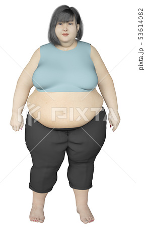 お腹のはみ出ている太った女性のイラスト素材
