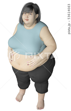 お腹を抱える太った女性のイラスト素材 53614083 Pixta
