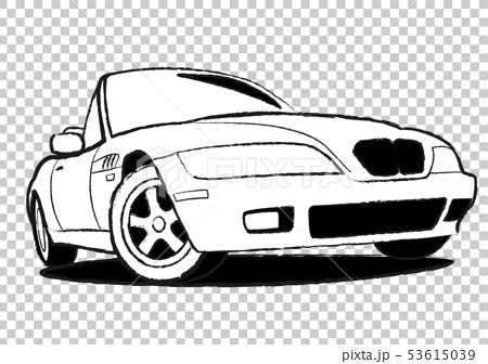 ジャーマンオープンカー ぬり絵風 自動車イラストのイラスト素材