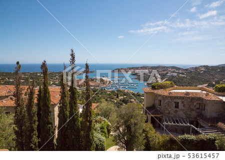 Costa Smeralda landscape with a view on Porto Cervo harbour Costa Smeralda landscape with a view on Porto Cervo harbour 53615457