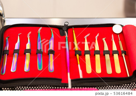 Practice eyelash extension work with tweezer Practice eyelash extension work with tweezer 53616484