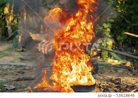 Fire flames on Abstract art black background Fire flames on Abstract art black background 53618646
