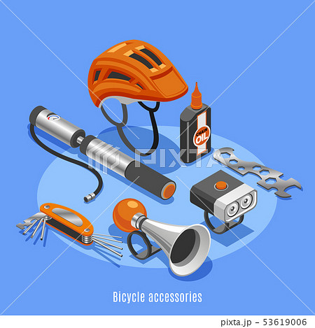 Bicycle Accessories Isometric Background 53619006