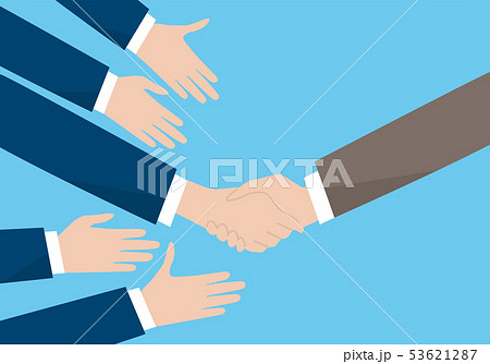 握手するスーツの二人、人材採用のイメージ、ベクターイラストレーション 53621287