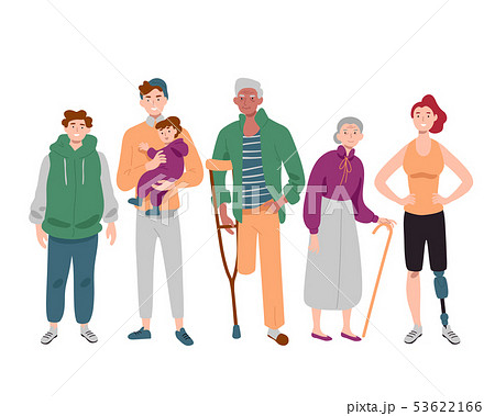 Group of diverse people mixed age standing together. Group of diverse people mixed age standing together. 53622166