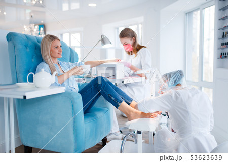 Cosmetology salon, manicure and pedicure procedure 53623639