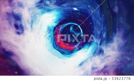 Travel through a wormhole through time and space filled with millions of stars and nebulae. Wormhole 53623776