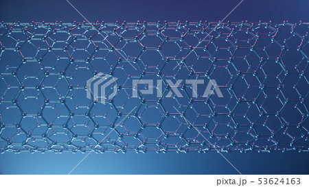 3d Illustration structure of the graphene tube, abstract nanotechnology hexagonal geometric form 53624163