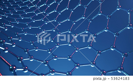 3d Illustration structure of the graphene tube, abstract nanotechnology hexagonal geometric form 53624183