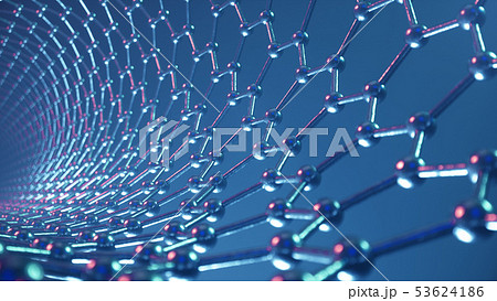 3d Illustration structure of the graphene tube, abstract nanotechnology hexagonal geometric form 53624186
