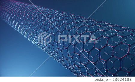3d Illustration structure of the graphene tube, abstract nanotechnology hexagonal geometric form 53624188